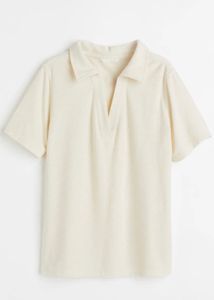 Cream V-Neck Polo Shirt