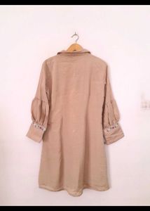 Elegant Embroidered chinon Shirt Dress