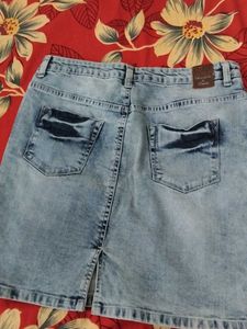 Light Wash Denim Mini Skirt