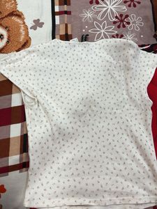 H&amp;M White Square Neck Puff Sleeve Top