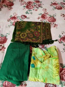 Vibrant Green Floral Kurta Set with Dupatta