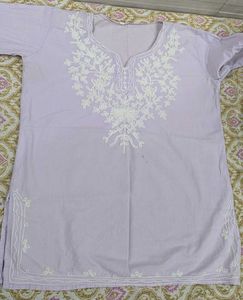 Beautiful Lavender Kurta with White Embroidery
