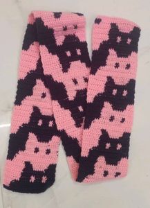 Pink & Indigo Crochet Cat Scarf