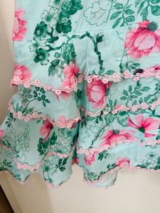 Light Blue Floral Tiered Dress