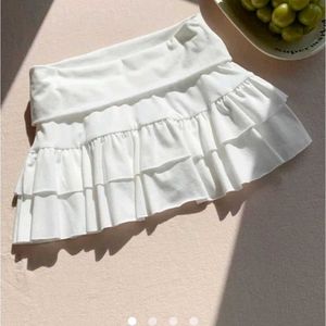 White Ruffle Mini Skirt