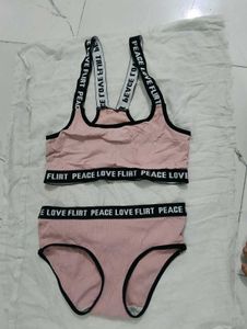 Ribbed Pink Bralette &amp; Panty Set