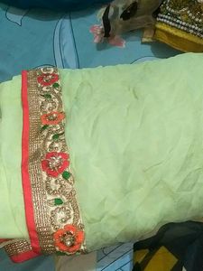 Pista Green Saree With Blouse