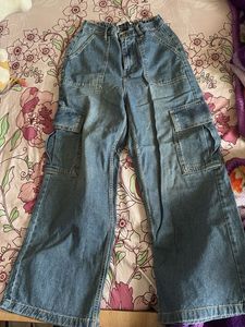 Stylish Blue Denim Cargo Pants