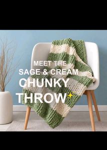 Sage And Cream Chunky Knit Throw.