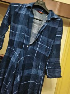 Chic Blue Plaid Midi Dress