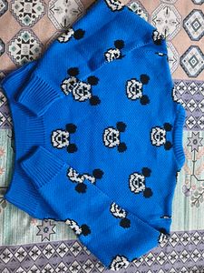 Blue Mickey Mouse Knit Sweater