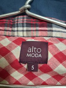 Red Plaid Collared Tunic Top