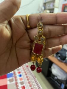 Elegant Red Stone Dangle Earrings