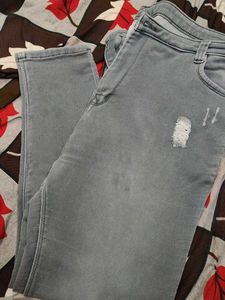 Grey Distressed Denim Jeans