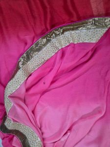 Stunning Pink Ombre Saree with Golden Border