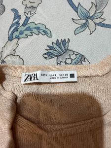Zara Women's Light Peach Knit Top