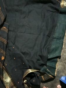 Elegant Dark Saree with Subtle Patterns