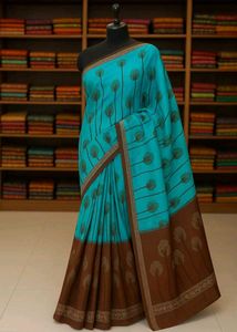 🇳🇿💫🎀Elegant Blue Floral Print Saree
