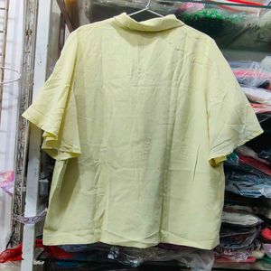 Chic Yellow Blazer with Flared Chiffon Sleeves