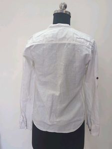 Casual White Shirt - Mandarin Collar