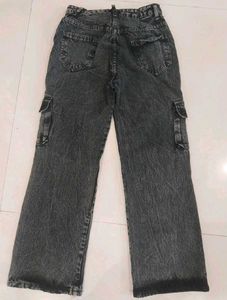 y2k charcoal grey cargo denim jeans baggy