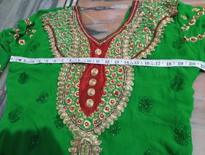 Elegant Green Kurta with Red Palazzo