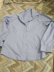 Classic Blue Oversized Button-Down Shirt