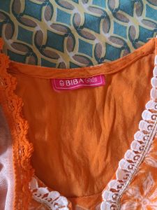 Orange Floral Print Kurta Set