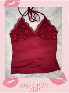 Red Lace Halter Top