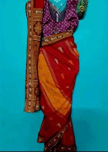 ikkat print cotton saree