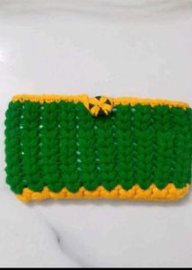 Handmade Crochet Clutch - Green &amp; Yellow
