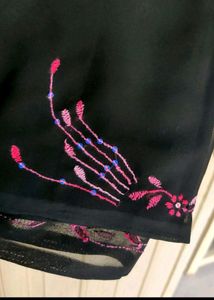 Beautiful Hand Work Black Saree