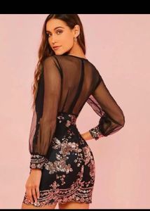 Black Floral Sequin Dress