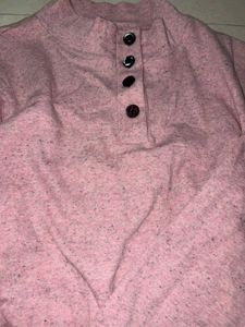 Soft Pink Henley Long Sleeve Top