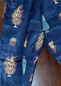 Navy Blue Printed Kurta with Palazzo Set