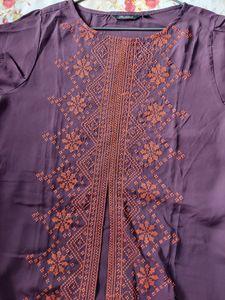 Dark Wine colored Kurta with front slit