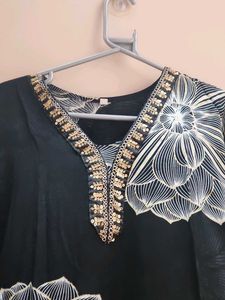 Stylish Black Kurta with Floral Print