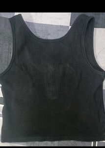Black Ribbed Henley Tank Top