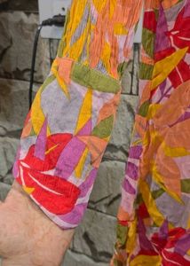 Vibrant Tropical Print Tunic Top