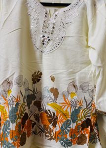 Designer Kurta with Mirror Work & Tropical Print