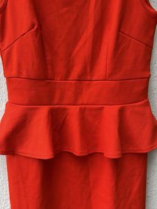 Vibrant Orange Peplum Dress