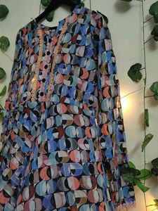 Blue 🔵 multi Color Cotton Formal Dress