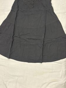 Black Spaghetti Strap Dress with Lace Top