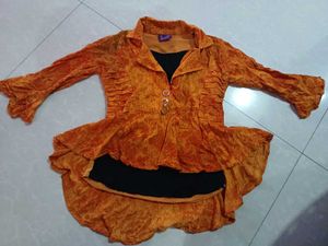 Vibrant Orange Textured Blouse