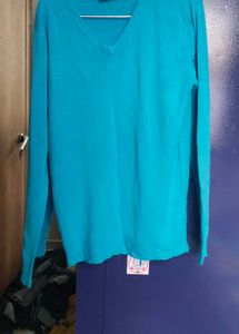 V-Neck Long Sleeve Teal Sweater