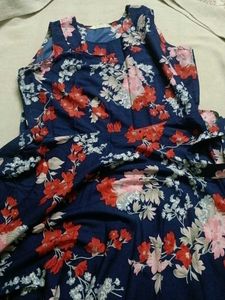 Navy Floral Sleeveless Dress
