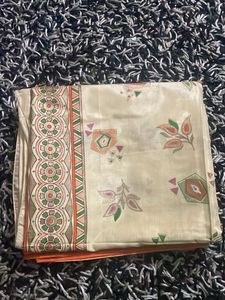 Cream Saree with ethnic Print