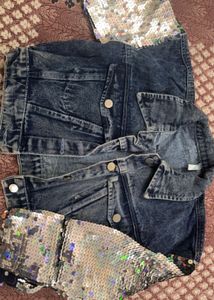 Denim Jacket with Sequin Accents