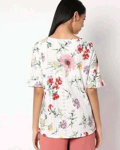 Floral Print Ruffle Sleeve Top