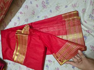 Elegant Red Silk Blend Saree